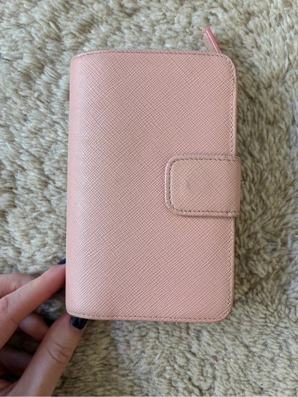 Prada pink saffiano leather wallet
